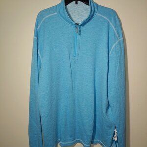 Tommy Bahama Reversible Flipsider 1/4 zip Pullover Size XXL Blue/Light Blue